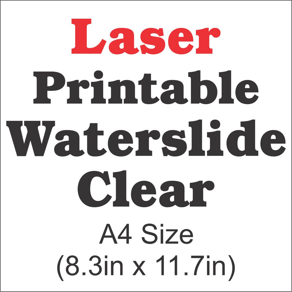 Set of 10 Clear Waterslide Decal Paper Sheets for Laser Printer